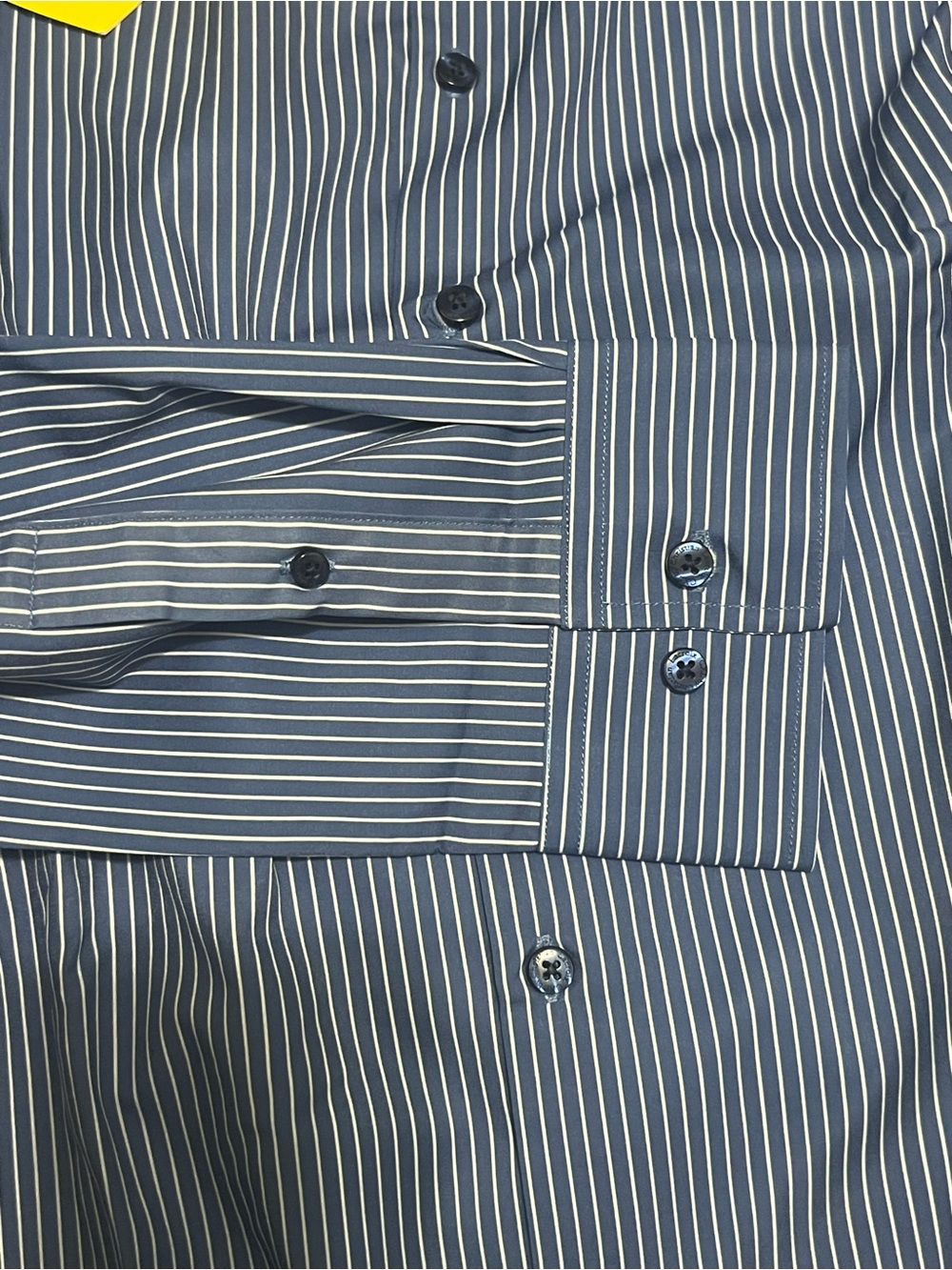 Christian Lacroix Men's Blue and White Pinstripe Button Up Dress Shirt - Picture 4 of 8
